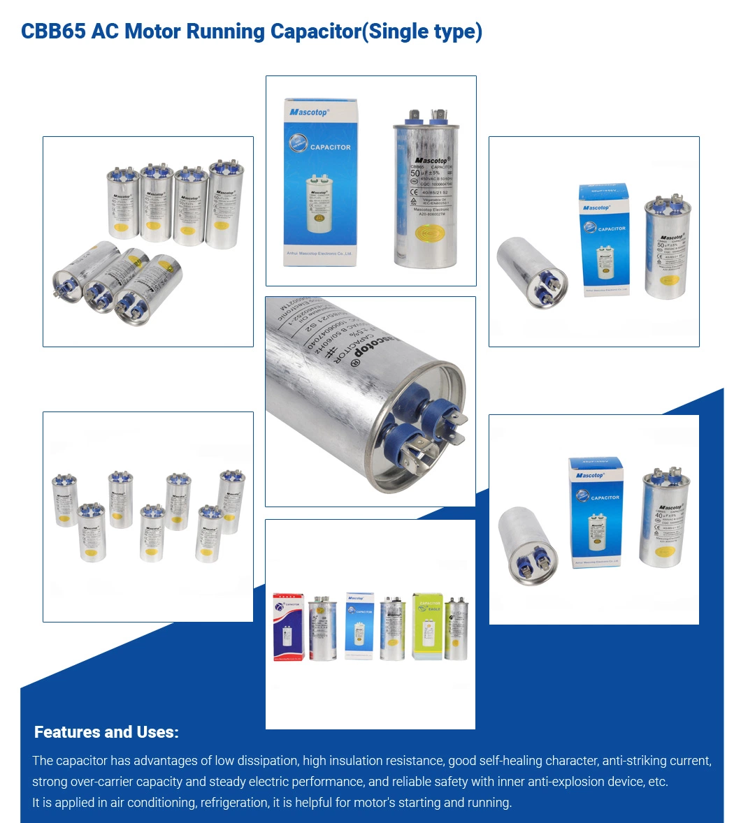 Cbb65 Aluminum Round Capacitor for Sales with Bis UL